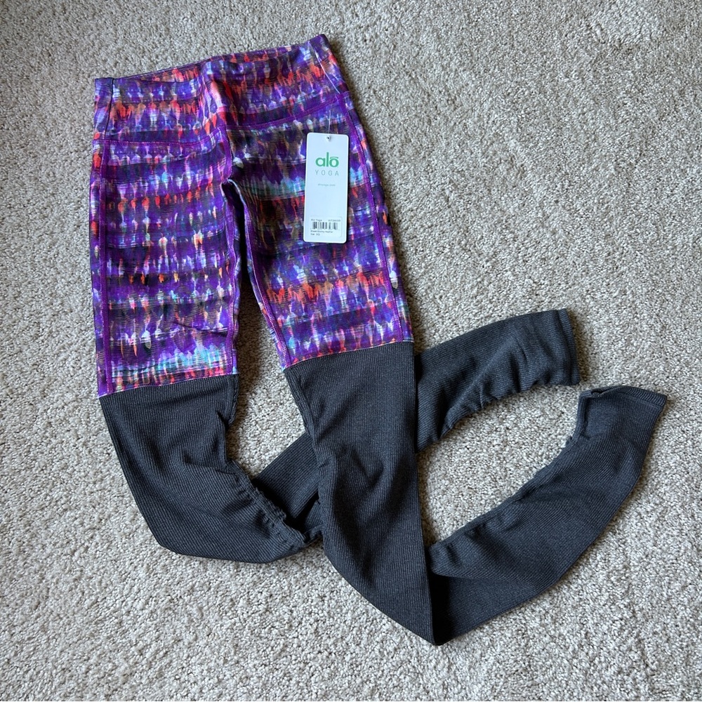 ALO Yoga Original Goddess Leggings NWT size XS Bhakti Stormy Heather